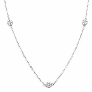 .15ct 14kt white gold 3 diamond trendy pendant 18"